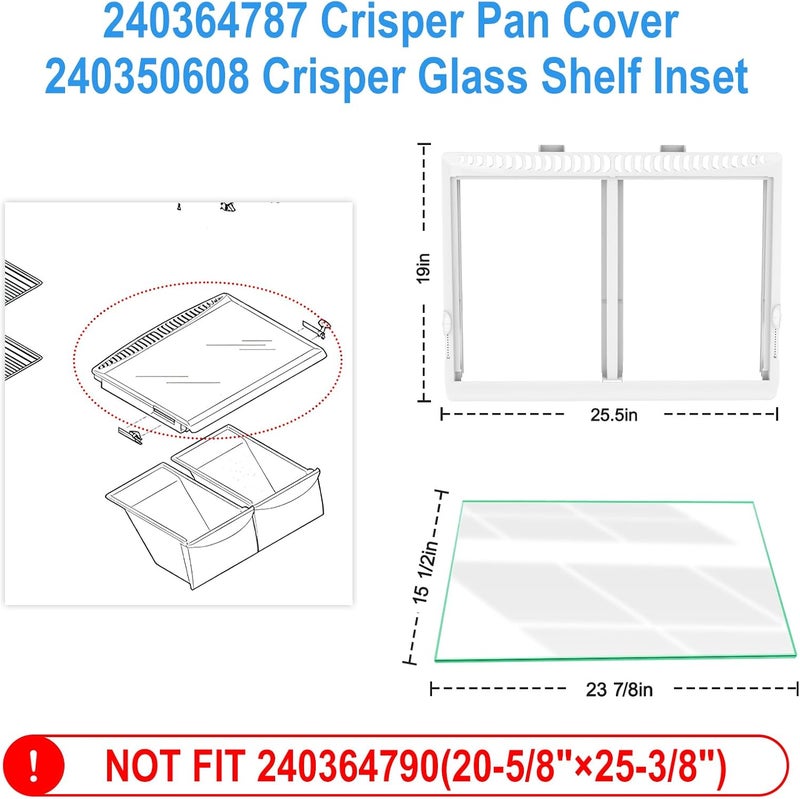 Alvar UPGRADED 240364787 Refrigerator Crisper Drawer Cover with 240350608 Crisper Glass Replacement Compatible with Frigidaire kenmore Refrigerator Drawer Replacement, Fridge Crisper Pan Drawer Cover - Image 3
